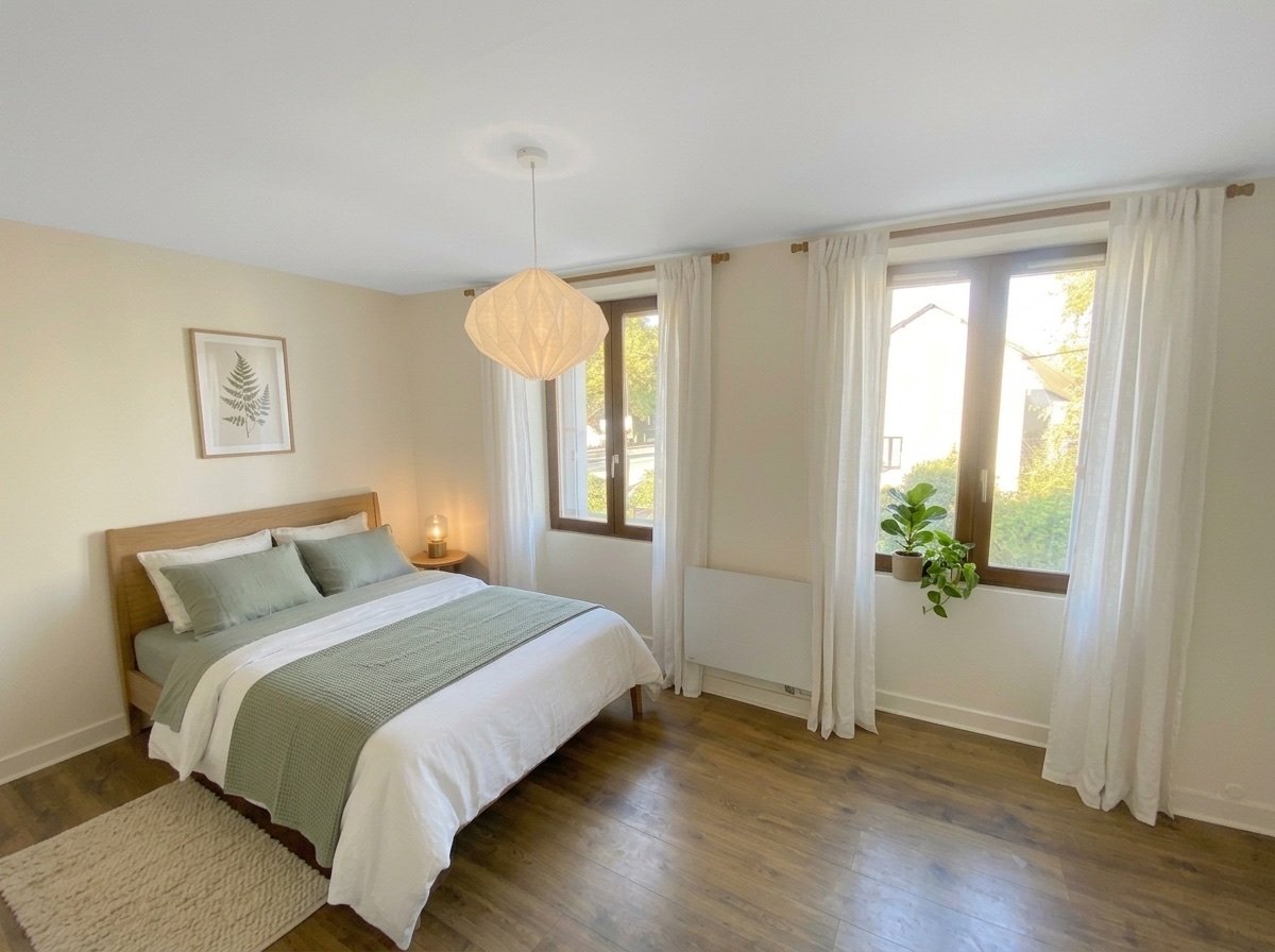 Chambre 2 du lot B — projection d'aménagement proposée