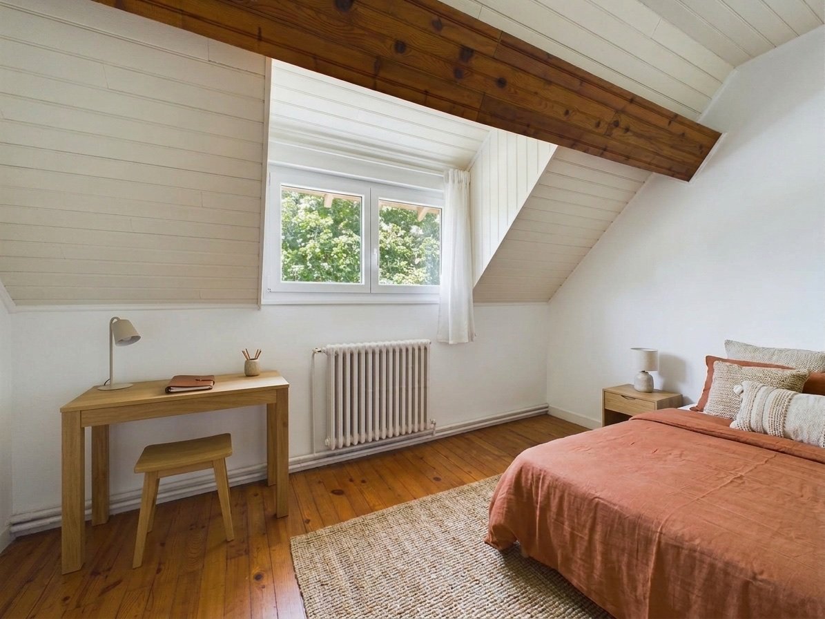 Chambre sous comble du lot 1 — projection d'aménagement proposée