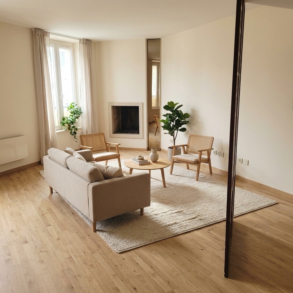 Séjour · angle 1, lot 12 — projection d'aménagement proposée